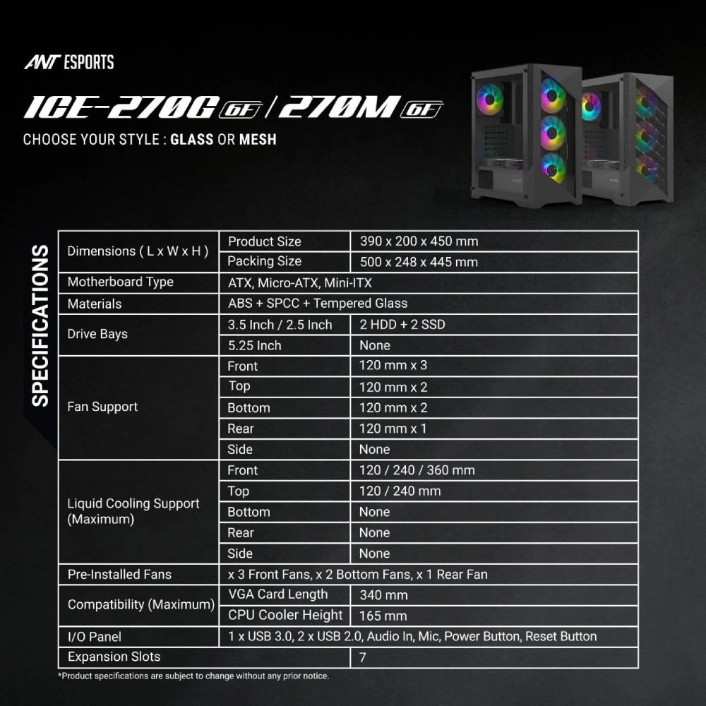 Ant Esports Cabinet ICE-270M 6F Black view 5